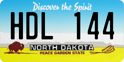 ND license plate HDL144