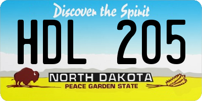 ND license plate HDL205