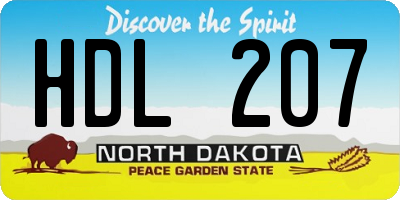 ND license plate HDL207