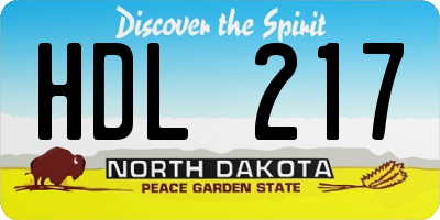ND license plate HDL217