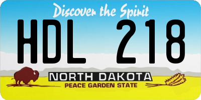 ND license plate HDL218