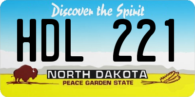 ND license plate HDL221
