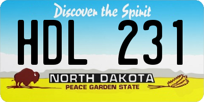 ND license plate HDL231