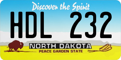 ND license plate HDL232
