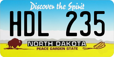 ND license plate HDL235