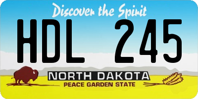 ND license plate HDL245
