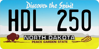 ND license plate HDL250