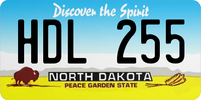 ND license plate HDL255