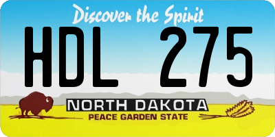 ND license plate HDL275