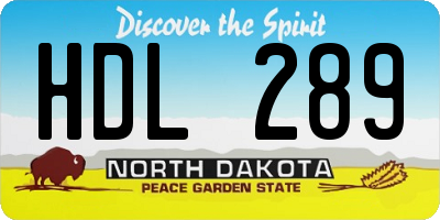 ND license plate HDL289