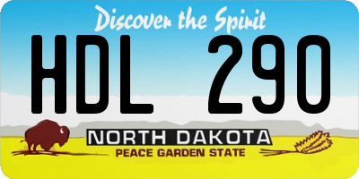 ND license plate HDL290