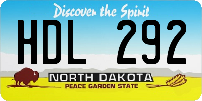 ND license plate HDL292