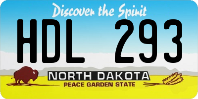 ND license plate HDL293