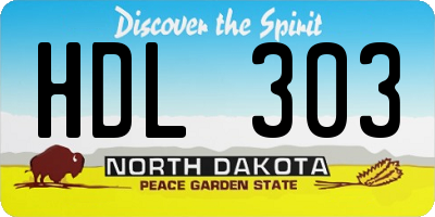 ND license plate HDL303