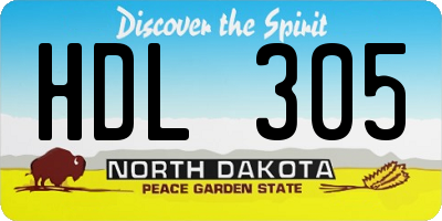 ND license plate HDL305