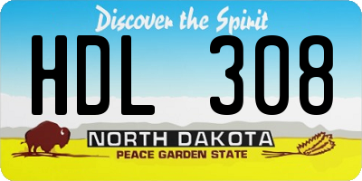 ND license plate HDL308