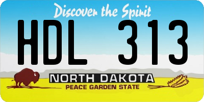ND license plate HDL313