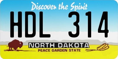 ND license plate HDL314