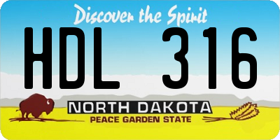 ND license plate HDL316