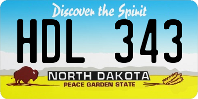 ND license plate HDL343