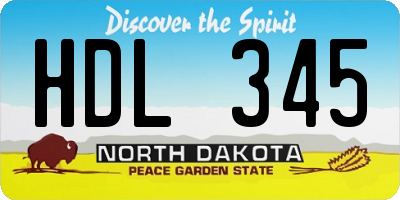 ND license plate HDL345