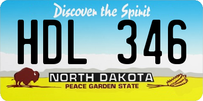 ND license plate HDL346