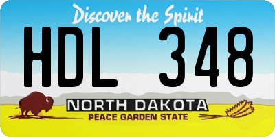 ND license plate HDL348