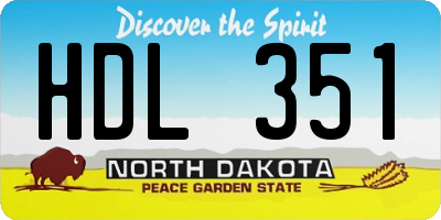ND license plate HDL351