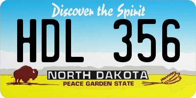 ND license plate HDL356