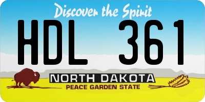 ND license plate HDL361