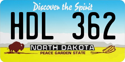 ND license plate HDL362