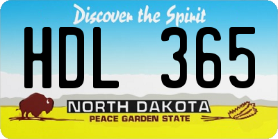 ND license plate HDL365