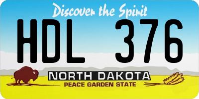 ND license plate HDL376