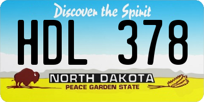 ND license plate HDL378
