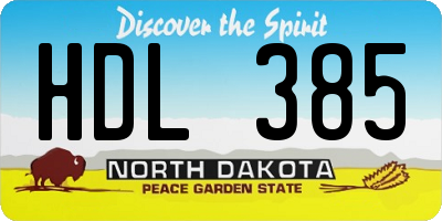 ND license plate HDL385
