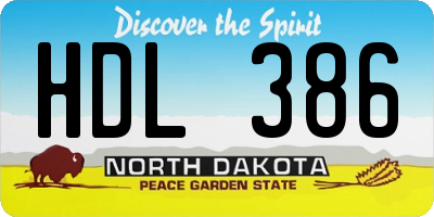 ND license plate HDL386