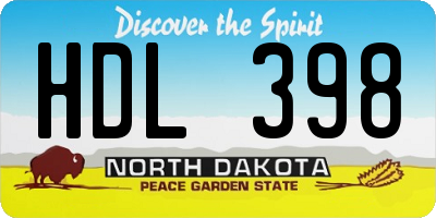 ND license plate HDL398