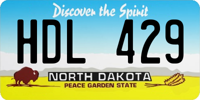 ND license plate HDL429