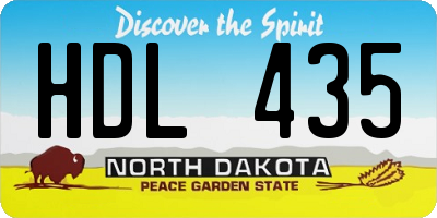 ND license plate HDL435