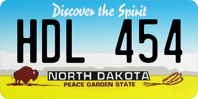 ND license plate HDL454