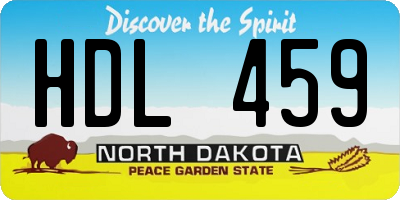ND license plate HDL459
