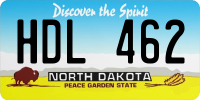 ND license plate HDL462