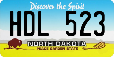 ND license plate HDL523
