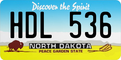 ND license plate HDL536