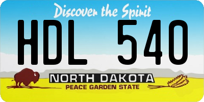 ND license plate HDL540