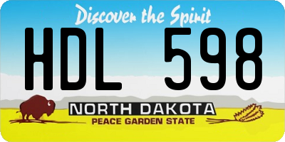 ND license plate HDL598