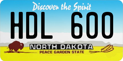 ND license plate HDL600