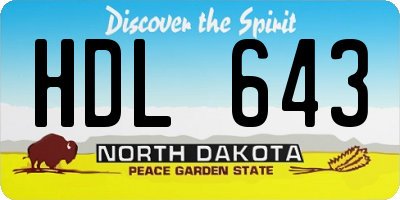 ND license plate HDL643