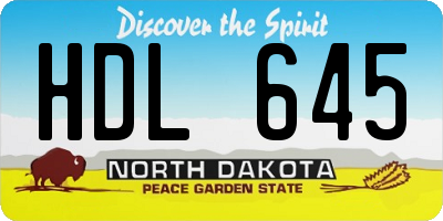 ND license plate HDL645