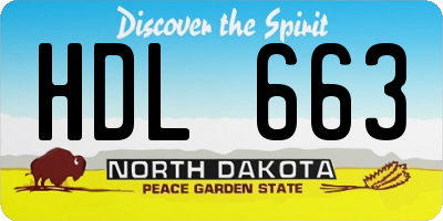 ND license plate HDL663